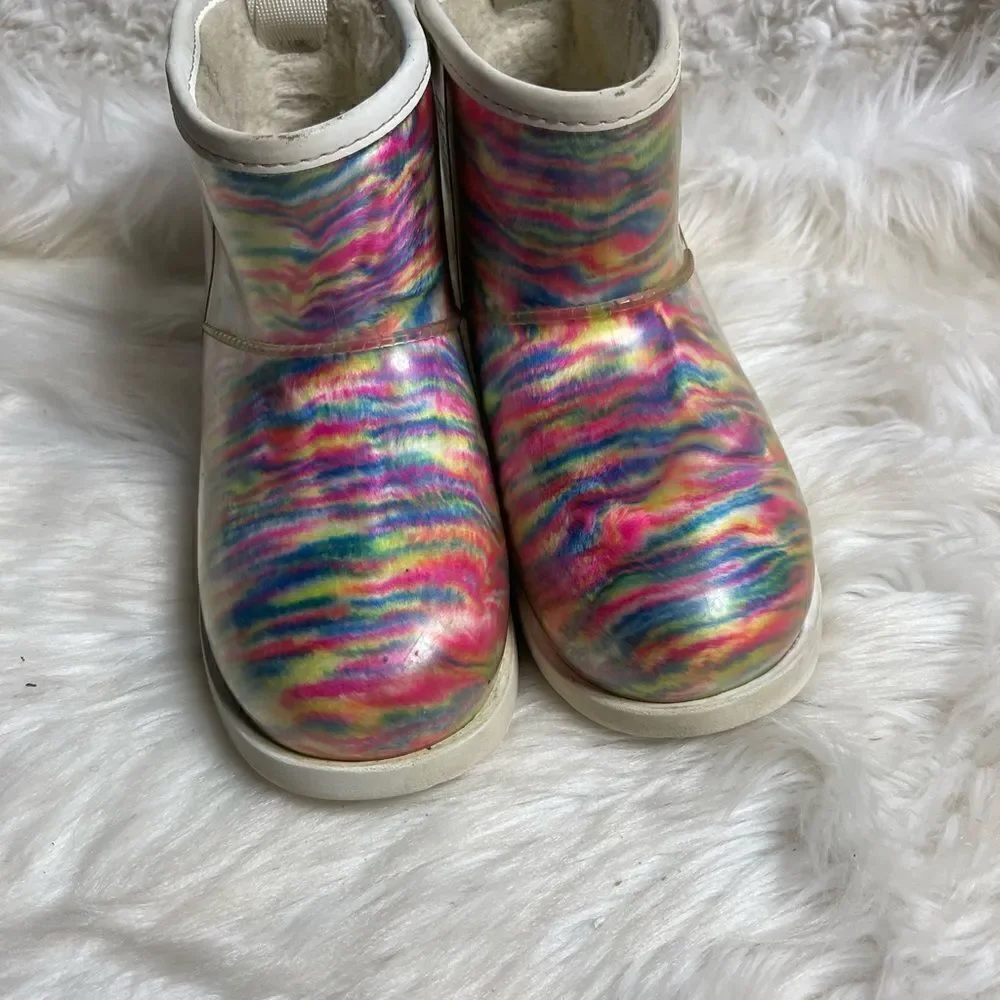 UGG Big Kids Classic Clear Mini Pixelate Boot Multi marble Color Boot girl SZ4.5